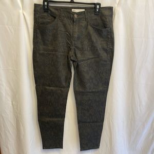 ZARA Snake Print Skinny Jeans 10 Mid Rise Black Gray Z1975 Goth Whimsigoth Punk